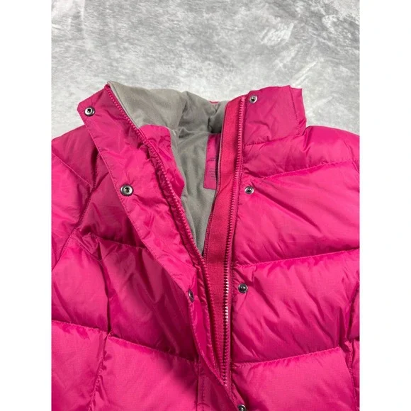 LL Bean Goose Down Puffer Coat Pink Full Zip Button Front XS Winter Jacket - Picture 3 of 10
